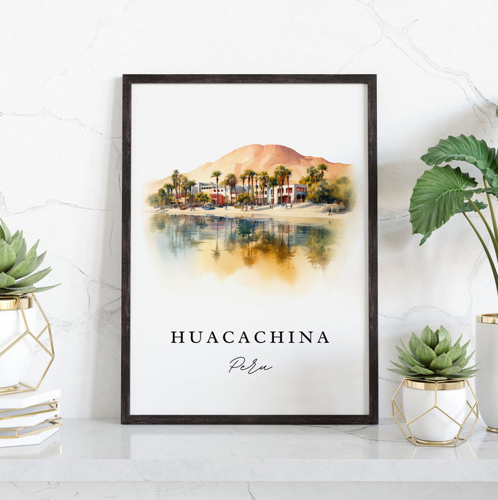 Huacachina Peru wall art - Peru, Huacachina poster print, Wedding gift, Birthday present, Custom Text, Perfect Gift