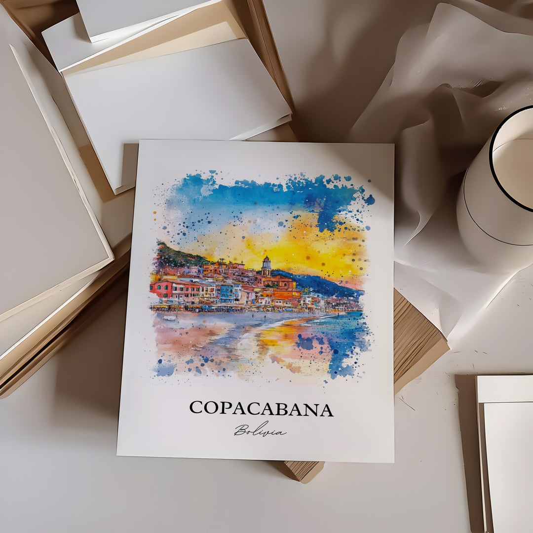 Copacabana Bolivia Wall Art, Lake Titicaca Print, Bolivia Artwork, Copacabana Bolivia Gift, Travel Print, Travel Poster, Housewarming Gift