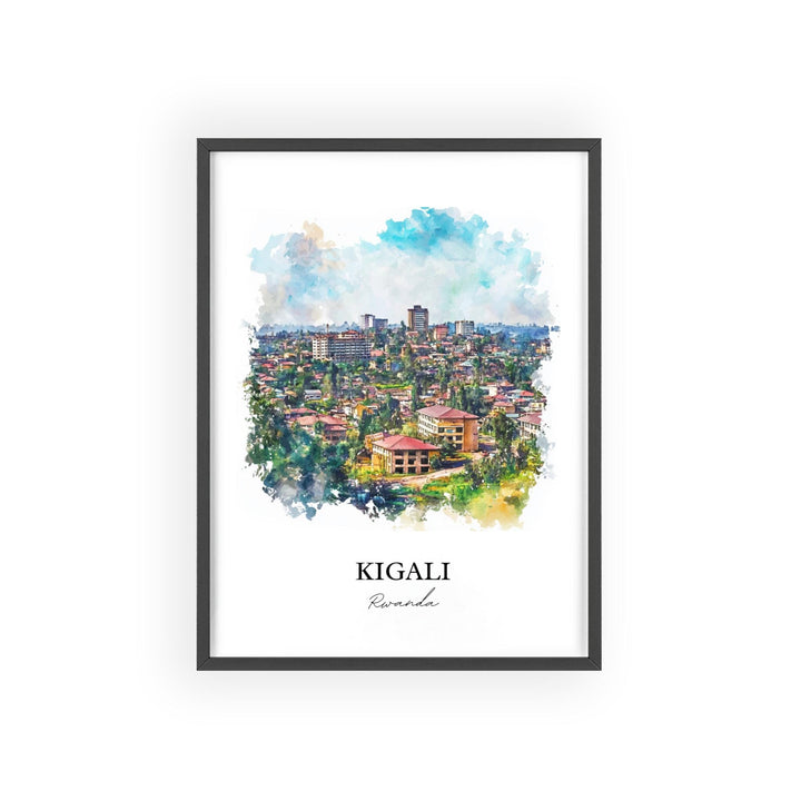 Kigali Wall Art, Kigali Print, Rwanda Watercolor Art, Kigali Rwanda Gift, Travel Print, Travel Poster, Housewarming Gift