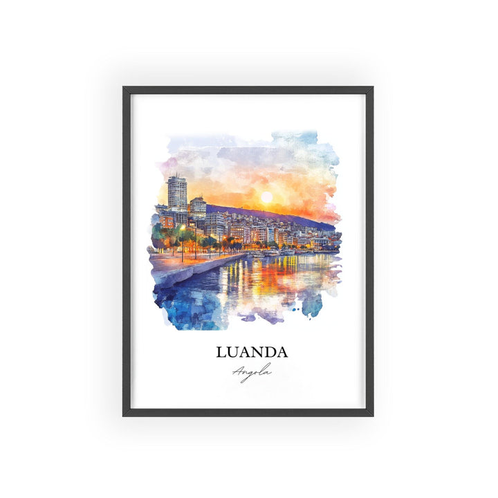 Luanda Wall Art, Luanda Angola Print, Angola Watercolor Art, Luanda Angola Gift, Travel Print, Travel Poster, Housewarming Gift