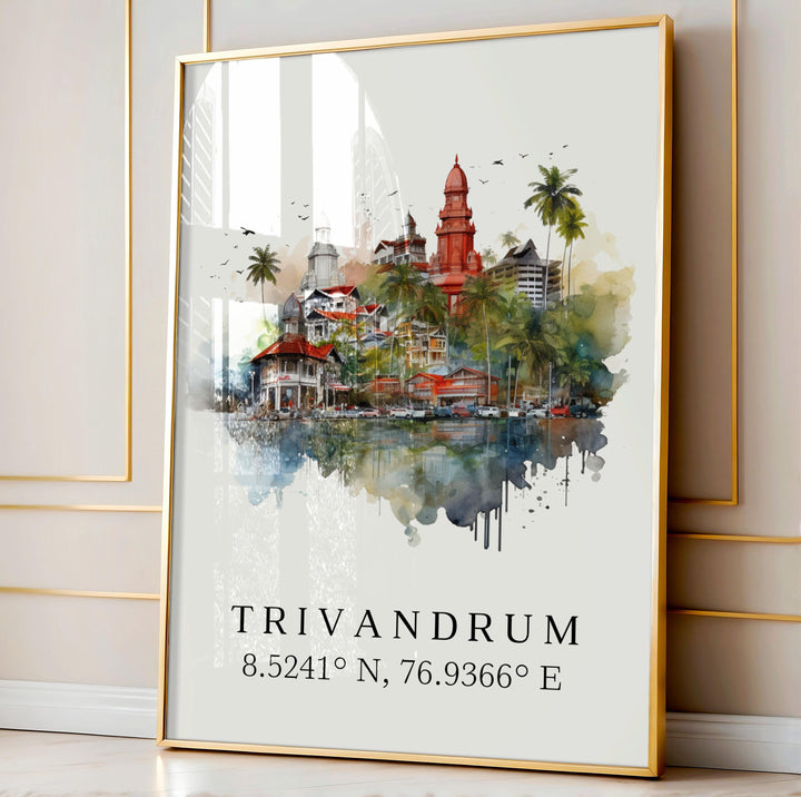 Trivandrum India wall art - India, Trivandrum poster, Trivandrum Wedding gift, Birthday present, Custom Text, Personalised Text