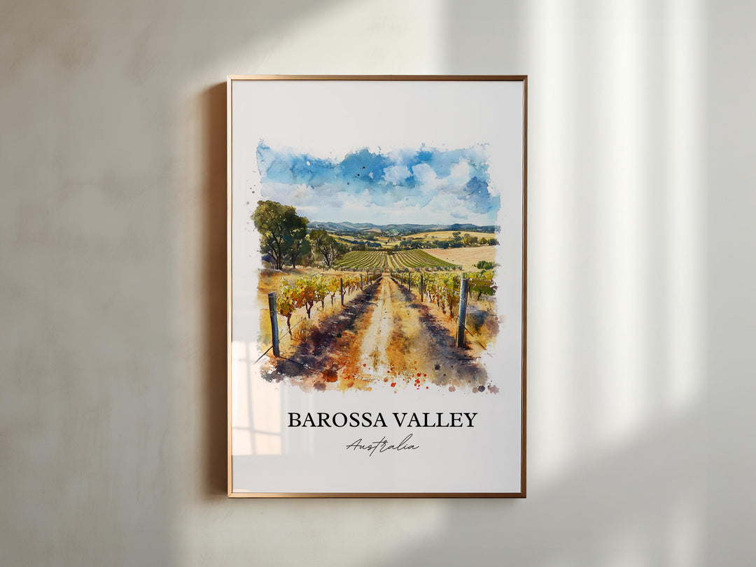Barossa Valley Wall Art, South Australia Print, Australia Watercolor, Barossa Valley Gift, Travel Print, Travel Poster, Housewarming Gift