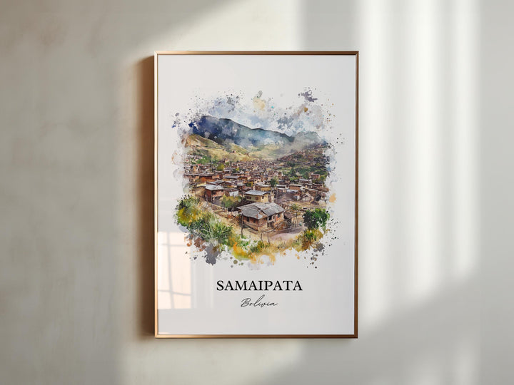 Samaipata Wall Art, Bolivian Andes Print, Bolivia Watercolor Art, Samaipata Bolivia Gift, Travel Print, Travel Poster, Housewarming Gift