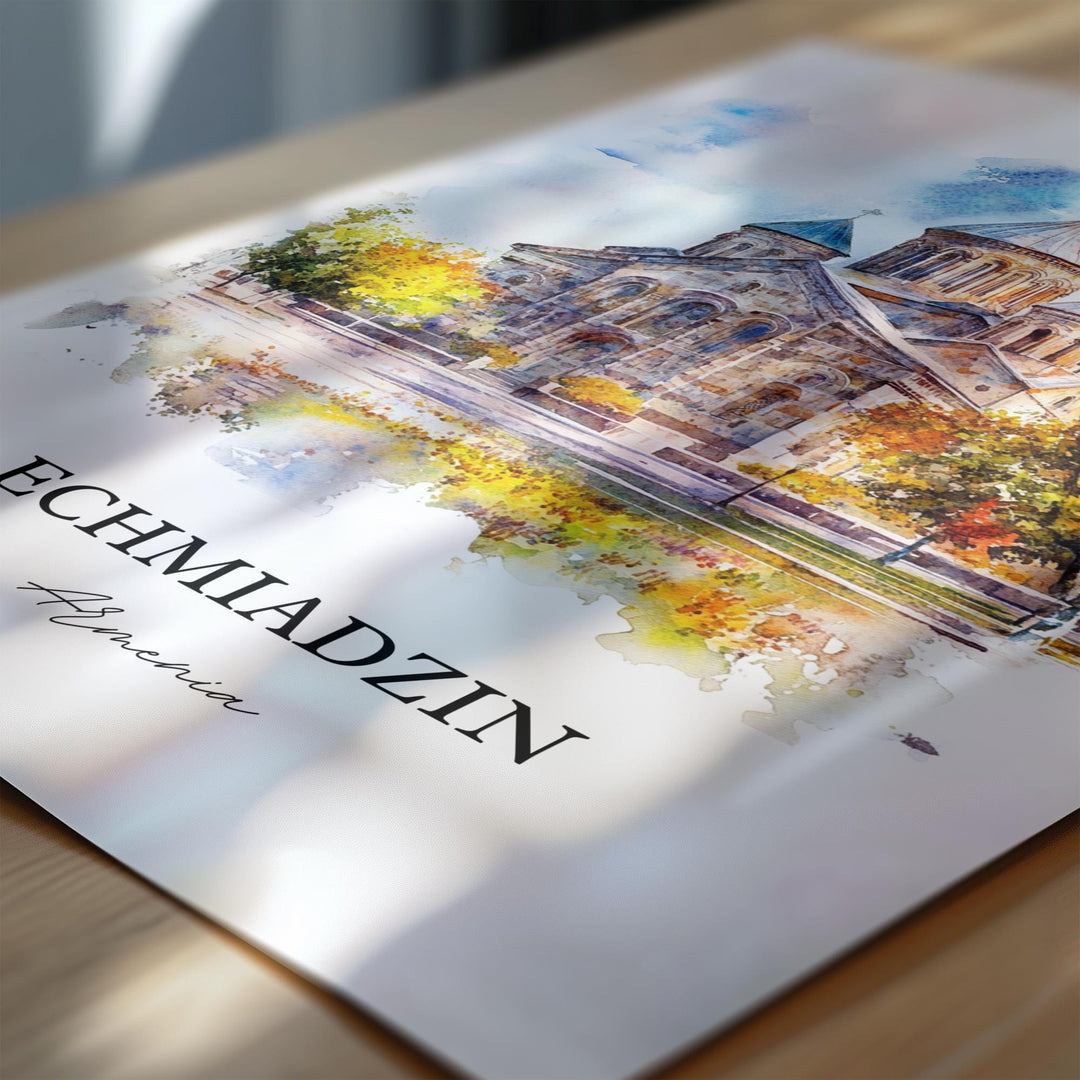 Echmiadzin Wall Art, Vagharshapat Print, Armenia Watercolor Art, Echmiadzin Gift, Travel Print, Travel Poster, Housewarming Gift