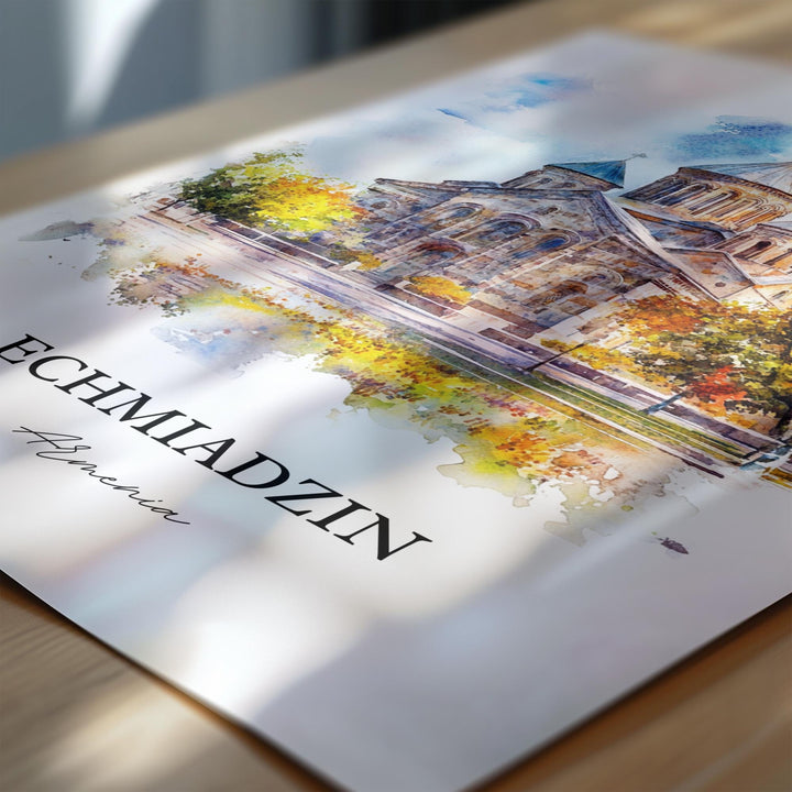 Echmiadzin Wall Art, Vagharshapat Print, Armenia Watercolor Art, Echmiadzin Gift, Travel Print, Travel Poster, Housewarming Gift