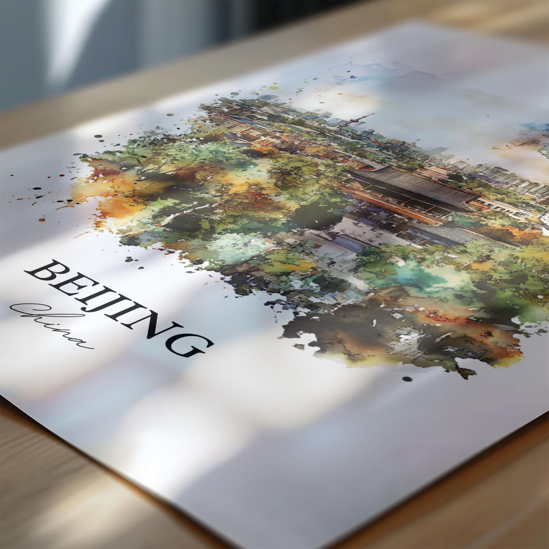 Beijing Wall Art, Beijing China Print, China Watercolor Art, Beijing Gift, Travel Print, Travel Poster, Housewarming Gift
