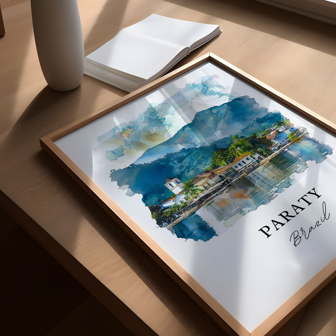 Paraty Brazil Wall Art, Paraty Print, Paraty Brazil Watercolor, Costa Verde Brazil Gift, Travel Poster, Housewarming Gift