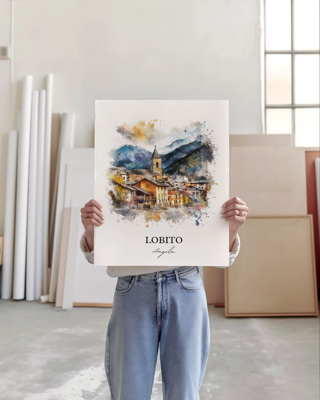 Lobito Angola Wall Art, Benguela Province Print, Angola Watercolor Art, Lobito Gift, Travel Print, Travel Poster, Housewarming Gift