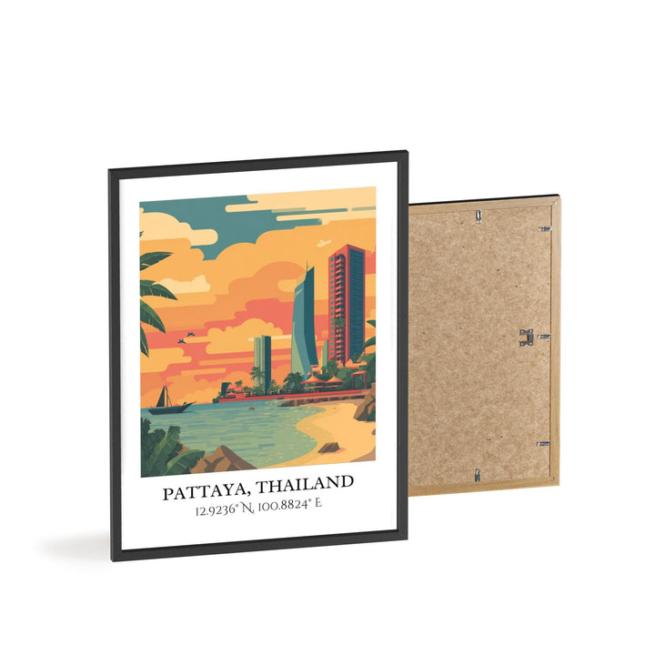 Pattaya Art, Pattaya Retro Travel Art, Pattaya Thailand Home Decor, Thailand Gift, Thailand Travel Art, Travel Prints, Housewarming Gift