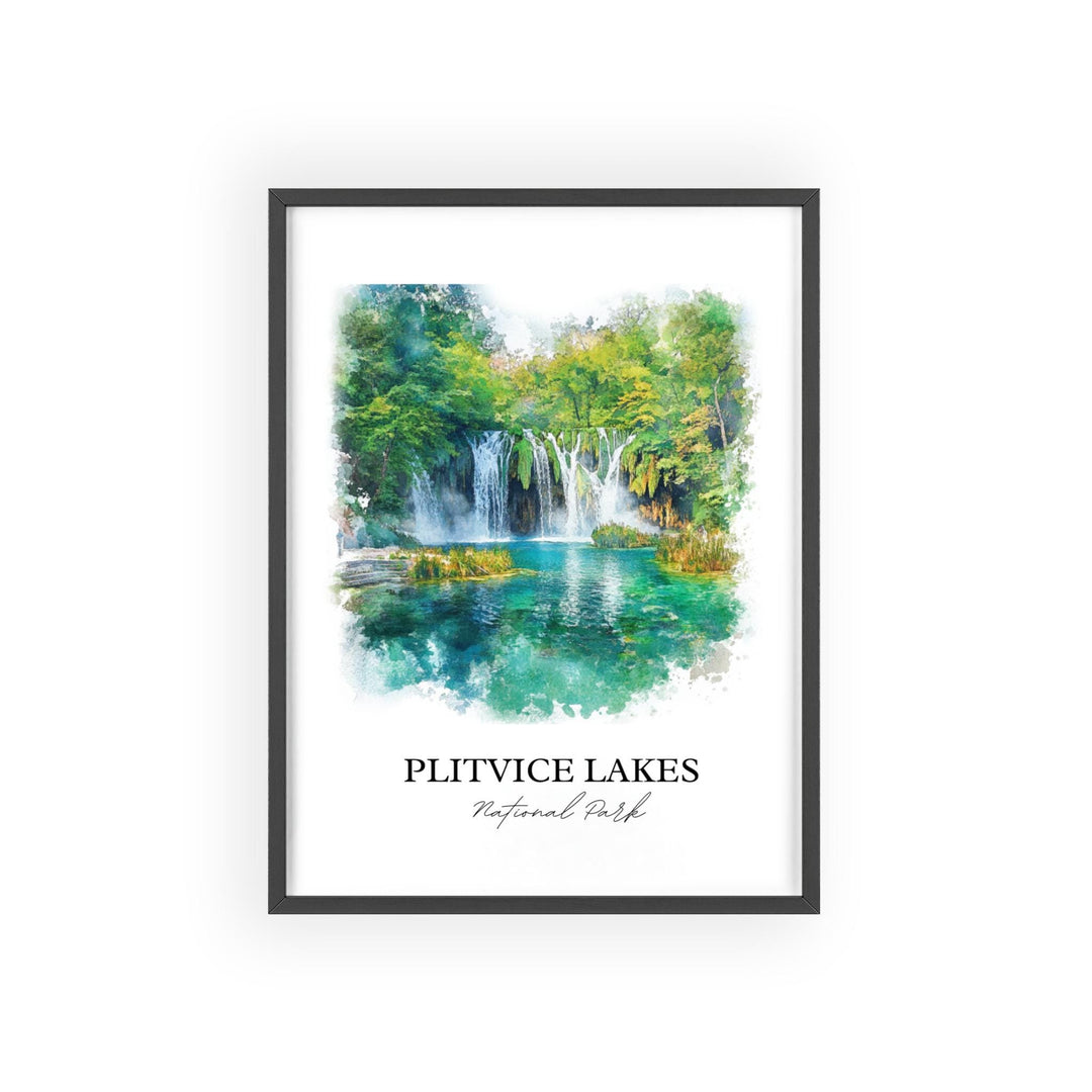 Plitvice Lakes Wall Art, Croatia Print, Croatia Watercolor Art, Plitvice Lakes Gift, Travel Print, Travel Poster, Housewarming Gift