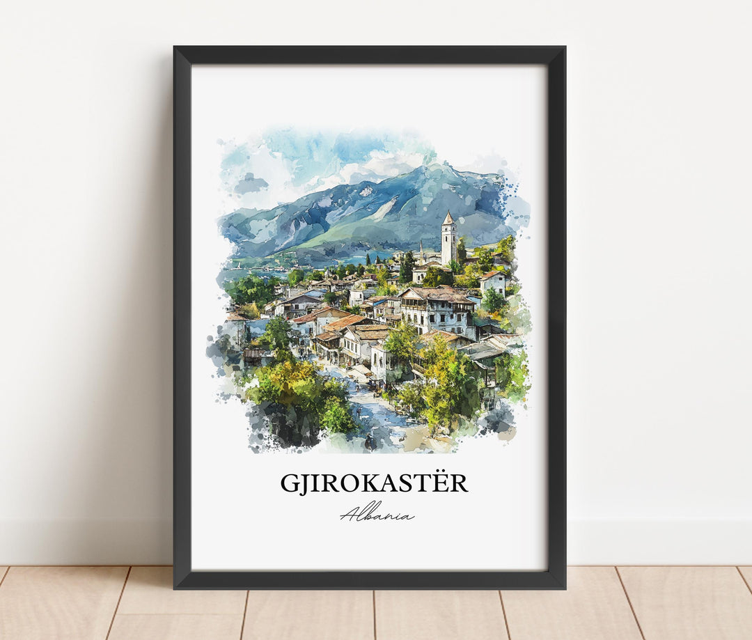 Gjirokastër Wall Art, Albania Print, Albania Watercolor Art, Gjirokastër Albania Gift, Travel Print, Travel Poster, Housewarming Gift