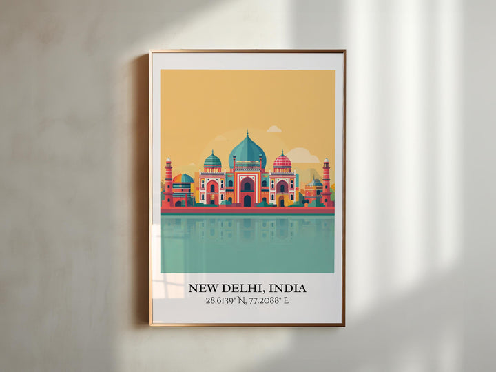 New Delhi Art, New Delhi Retro Travel Art, New Delhi India Home Decor, India Gift, India Travel Art, Travel Prints, Housewarming Gift