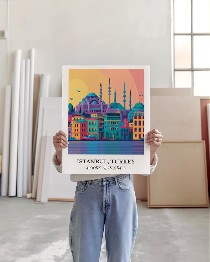 Istanbul Art, Istanbul Retro Travel Art, Istanbul Turkey Decor, Turkey Gift, Turkey Travel Art, Istanbul Turkey Print, Housewarming Gift