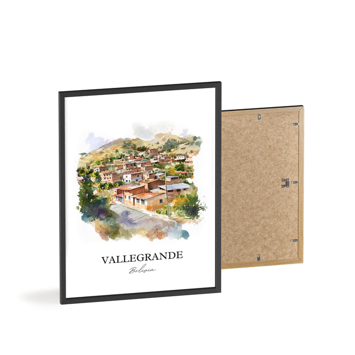 Vallegrande Wall Art, Bolivia Print, Bolivia Watercolor Art, Vallegrande Bolivia Gift, Travel Print, Travel Poster, Housewarming Gift