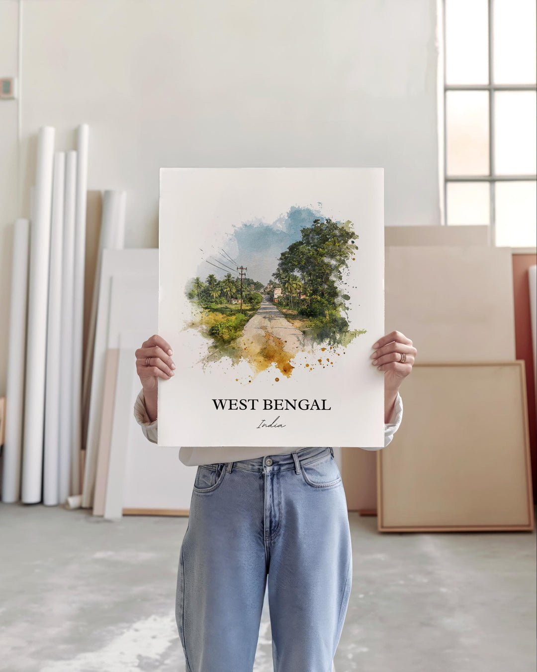 West Bengal Wall Art, West Bengal India Print, India Watercolor Art, West Bengal Gift, India Travel Print, Travel Poster, Housewarming Gift