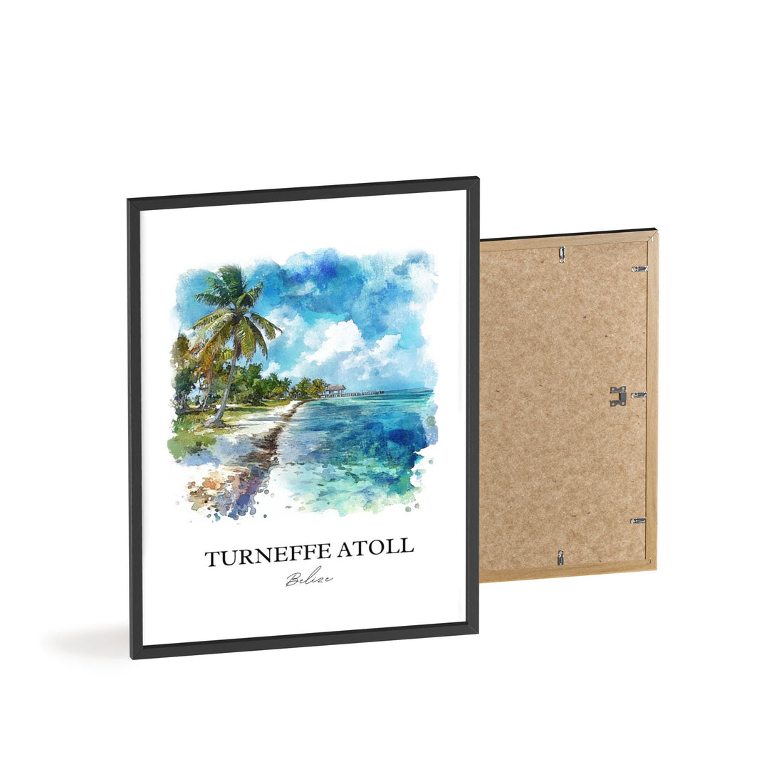 Turneffe Atoll Wall Art, Belize Print, Belize Watercolor Art, Turneffe Atoll Gift, Travel Print, Travel Poster, Housewarming Gift
