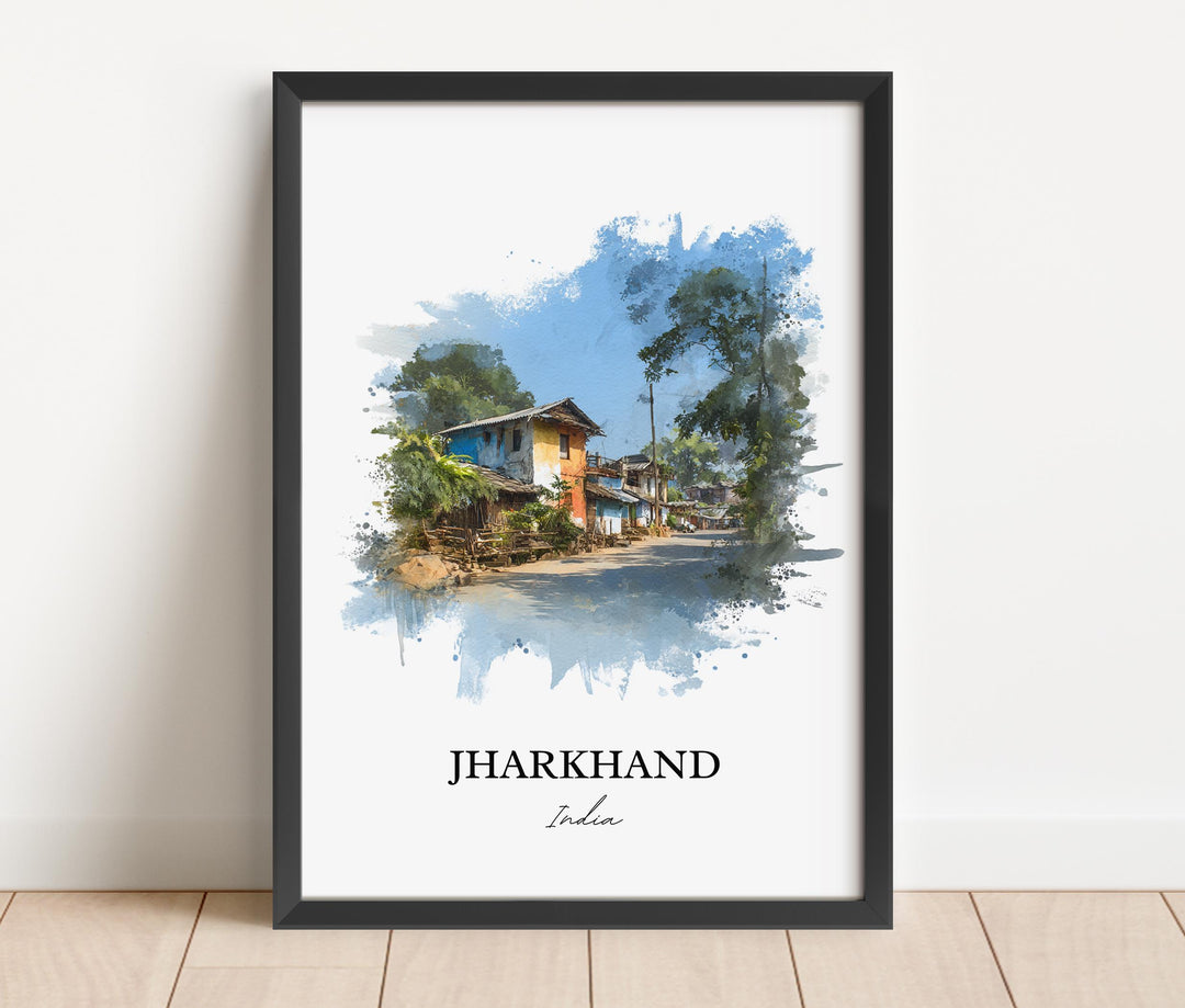 Jharkhand India Wall Art, Jharkhand Print, Jharkhand Watercolor Art, India Gift, India Travel Print, Travel Poster, Housewarming Gift