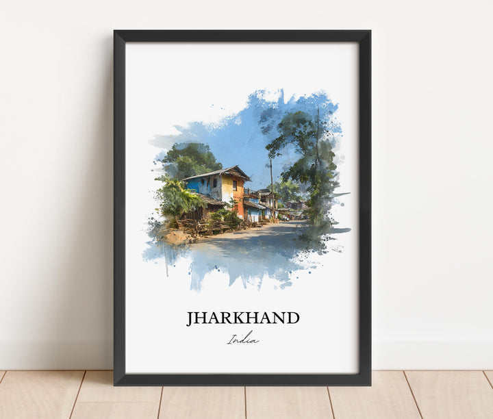 Jharkhand India Wall Art, Jharkhand Print, Jharkhand Watercolor Art, India Gift, India Travel Print, Travel Poster, Housewarming Gift