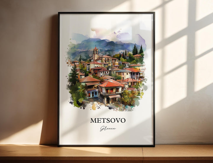 Metsovo Wall Art, Epirus Print, Greece Watercolor Art, Metsovo Greece Gift, Travel Print, Travel Poster, Housewarming Gift