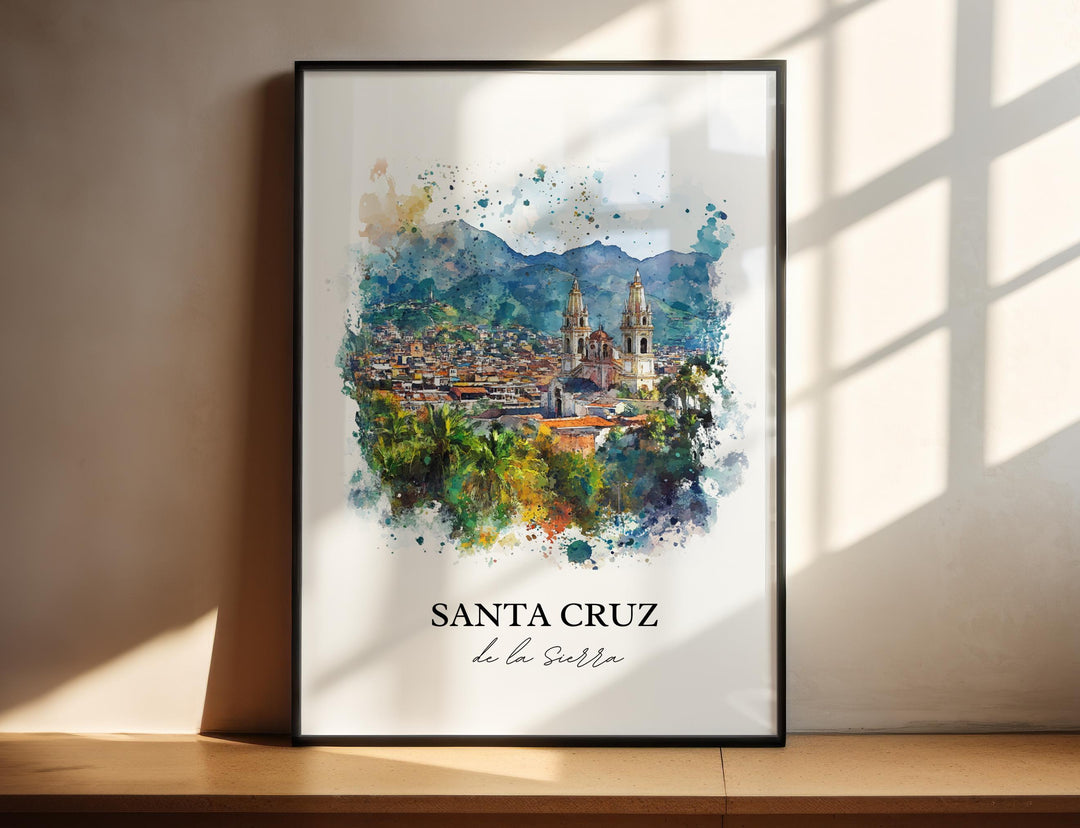Santa Cruz de la Sierra Art, Bolivia Print, Bolivia Watercolor, Santa Cruz de la Sierra Gift, Travel Print, Travel Poster, Housewarming Gift