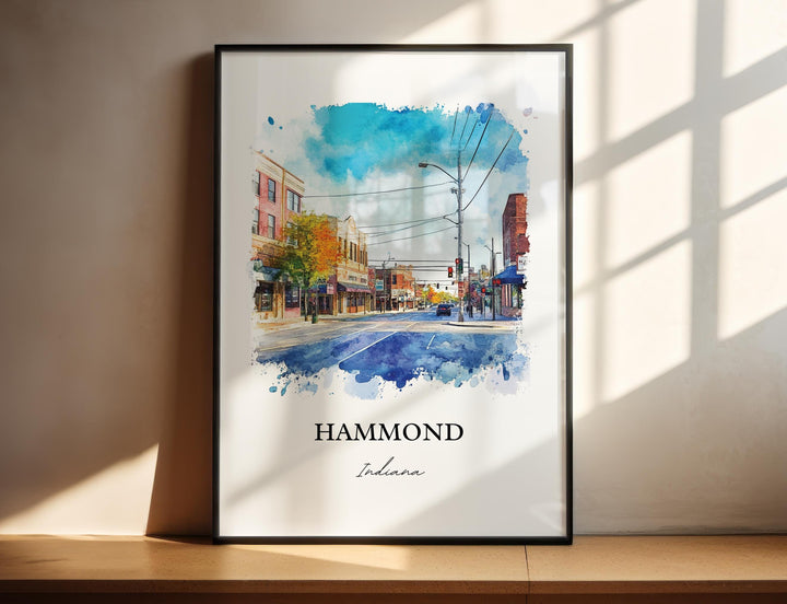 Hammond Indiana Wall Art, Lake County Print, Indiana Watercolor Art, Hammond IN Gift, Travel Print, Travel Poster, Housewarming Gift