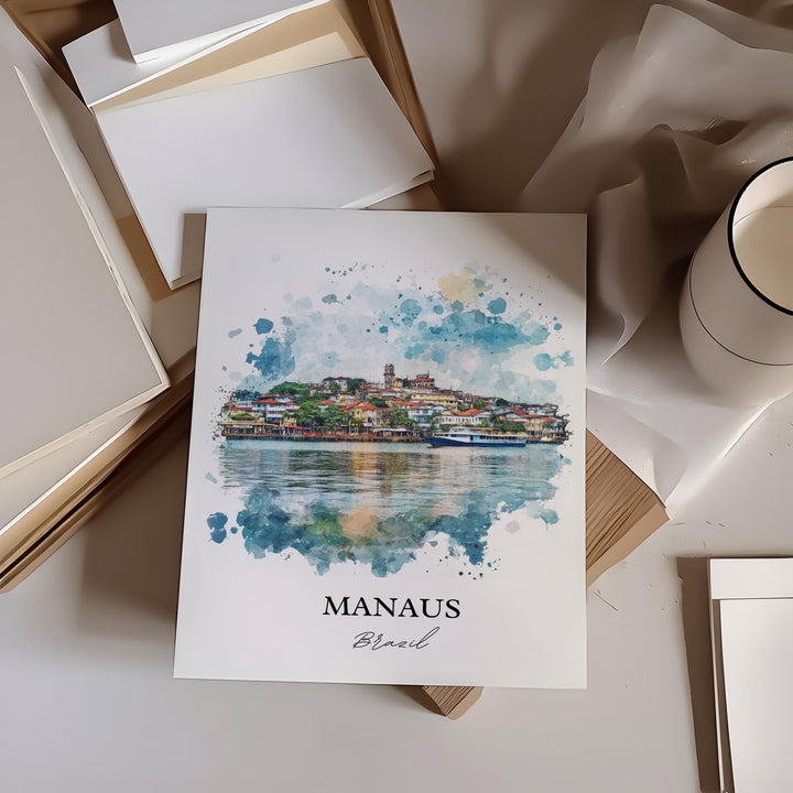 Manaus Brazil Wall Art, Manaus Print, Brazil Watercolor Art, Manaus Brazil Gift, Travel Print, Travel Poster, Housewarming Gift