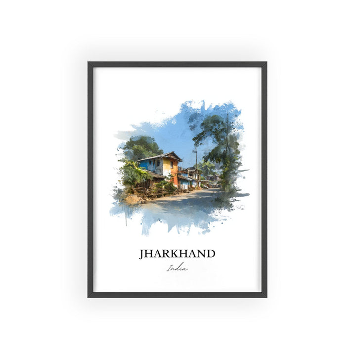 Jharkhand India Wall Art, Jharkhand Print, Jharkhand Watercolor Art, India Gift, India Travel Print, Travel Poster, Housewarming Gift