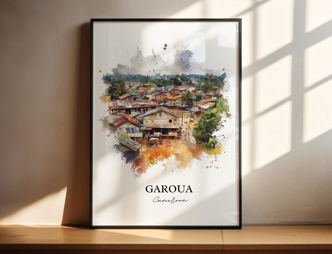 Garoua Cameroon Wall Art, Cameroon Print, Cameroon Watercolor Art, Garoua Cameroon Gift, Travel Print, Travel Poster, Housewarming Gift