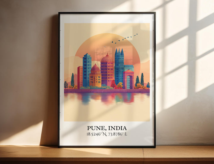 Pune India Art, Pune Retro Travel Art, Pune India Home Decor, India Gift, India Travel Art, Travel Prints, Housewarming Gift