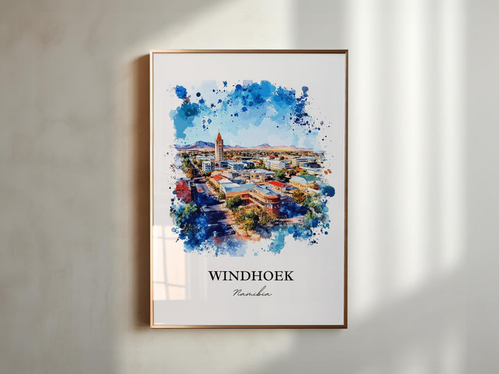 Windhoek Wall Art, Windhoek Namibia Print, Namibia Watercolor Art, Namibia Gift, Travel Print, Travel Poster, Housewarming Gift