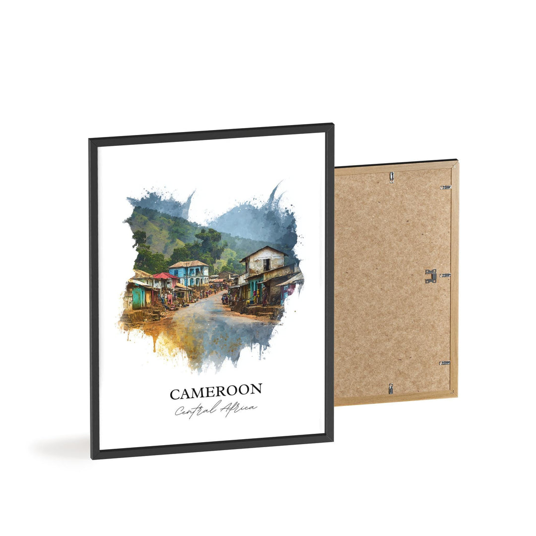 Cameroon Wall Art, Cameroon Print, Cameroon Watercolor Art, Cameroon Country Gift, Travel Print, Travel Poster, Housewarming Gift
