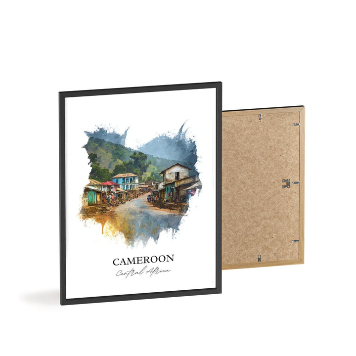 Cameroon Wall Art, Cameroon Print, Cameroon Watercolor Art, Cameroon Country Gift, Travel Print, Travel Poster, Housewarming Gift
