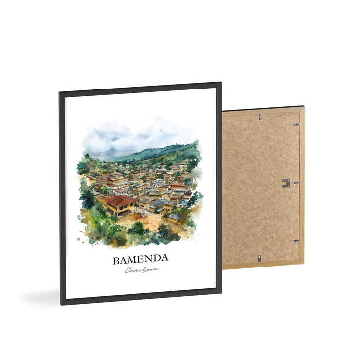 Bamenda Wall Art, Cameroon Print, Cameroon Watercolor Art, Bamenda Cameroon Gift, Travel Print, Travel Poster, Housewarming Gift