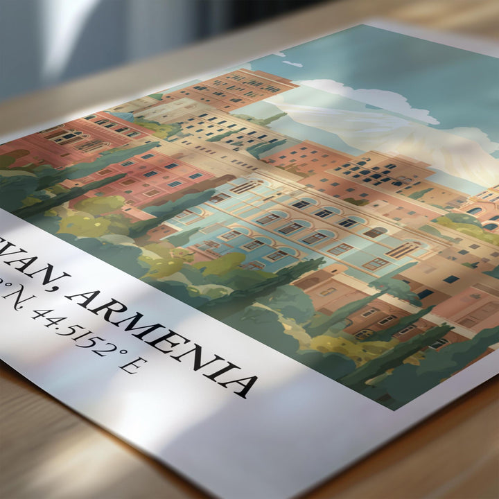 Yerevan Art, Yerevan Retro Travel Art, Yerevan Home Decor, Armenia Gift, Armenian Travel Art, Travel Prints, Housewarming Gift