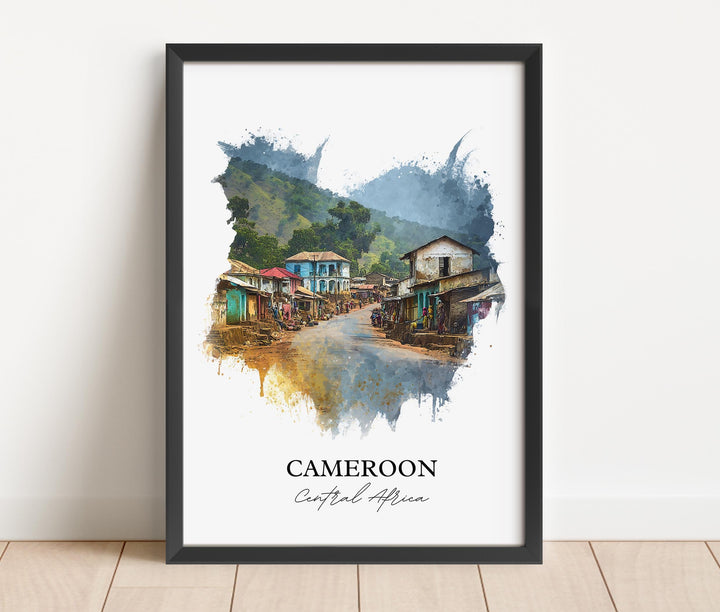 Cameroon Wall Art, Cameroon Print, Cameroon Watercolor Art, Cameroon Country Gift, Travel Print, Travel Poster, Housewarming Gift