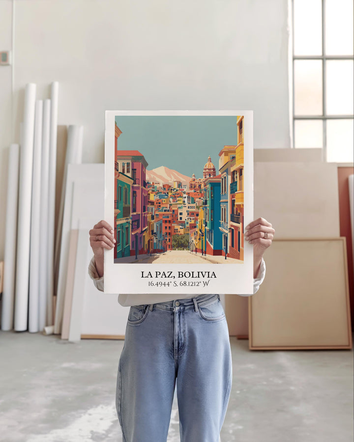 La Paz Art, La Paz Retro Travel Art, La Paz Bolivia Home Decor, Bolivia Gift, Bolivia Travel Art, Travel Prints, Housewarming Gift