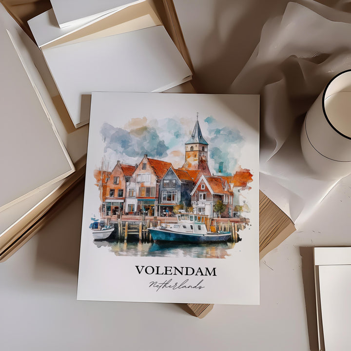Volendam Wall Art, Edam-Volendam Print, Netherlands Watercolor Art, Volendam Gift, Travel Print, Travel Poster, Housewarming Gift