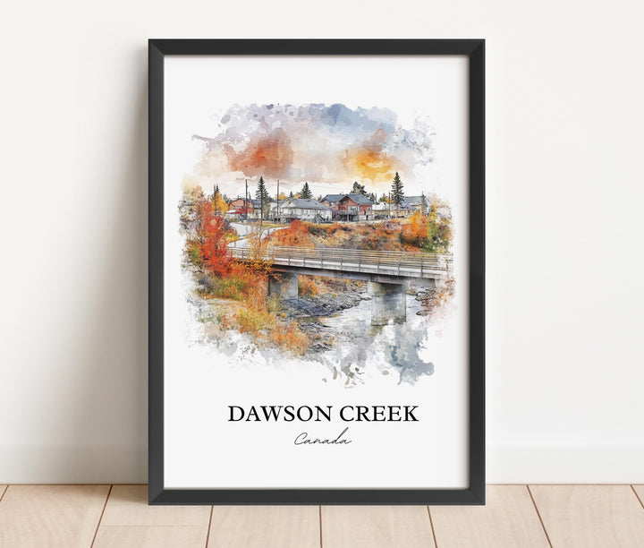 Dawson Creek Wall Art, British Columbia Print, Canada Watercolor Art, Dawson Creek Gift, Travel Print, Travel Poster, Housewarming Gift