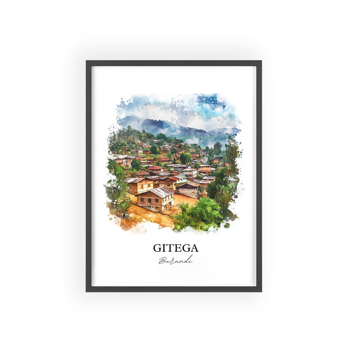 Gitega Wall Art, Gitega Burundi Print, Burundi Watercolor Art, Burundi Country Gift, Travel Print, Travel Poster, Housewarming Gift