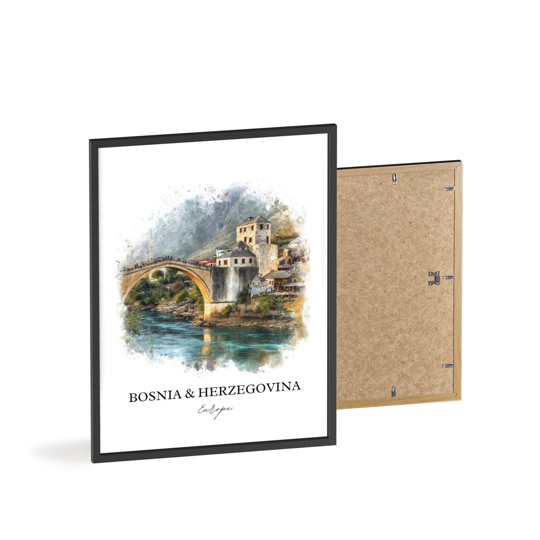 Bosnia + Herzegovina Wall Art, Bosnia Print, Europe Artwork, Bosnia + Herzegovina Gift, Travel Print, Travel Poster, Housewarming Gift