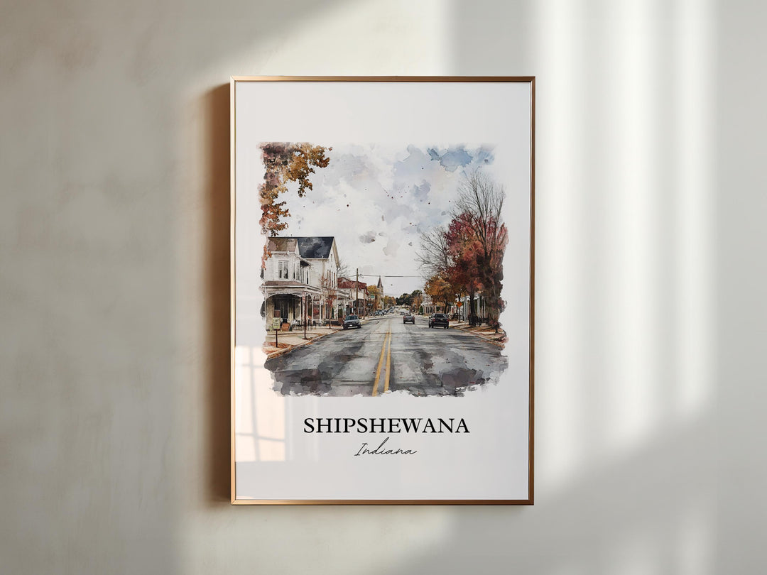 Shipshewana Wall Art, LaGrange County IN Print, Indiana Watercolor Art, Shipshewana Gift, Travel Print, Travel Poster, Housewarming Gift