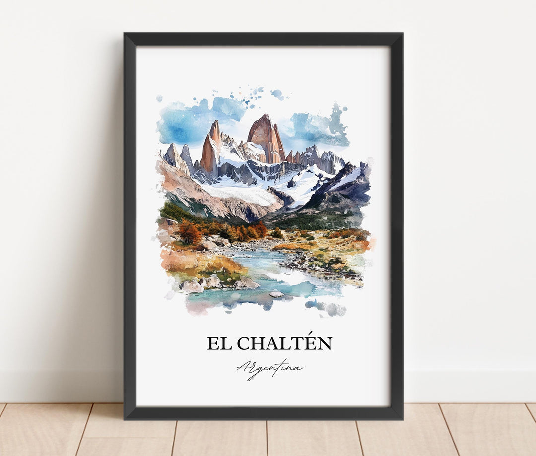 El Chaltén Wall Art, Los Glaciares Park Print, Argentina Watercolor Art, El Chaltén Gift, Travel Print, Travel Poster, Housewarming Gift