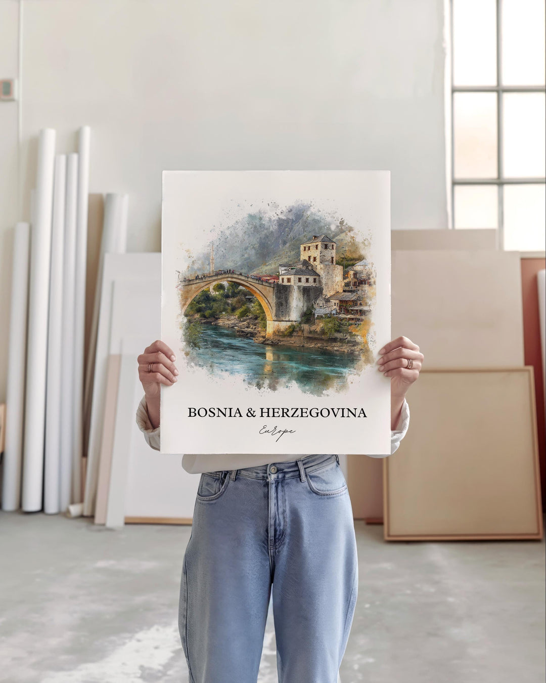Bosnia + Herzegovina Wall Art, Bosnia Print, Europe Artwork, Bosnia + Herzegovina Gift, Travel Print, Travel Poster, Housewarming Gift