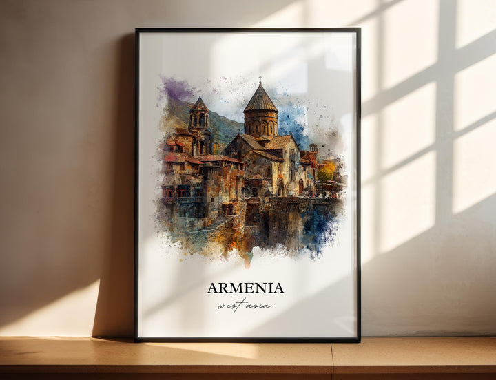 Armenia Wall Art, Armenia Print, Armenia Watercolor Art, Armenia Gift, Travel Print, Travel Poster, Housewarming Gift