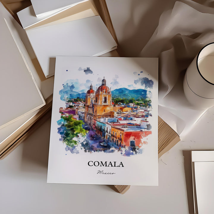 Comala Mexico Wall Art, Colima MX Print, Mexico Watercolor Art, Comala Mexico Gift, Travel Print, Travel Poster, Housewarming Gift