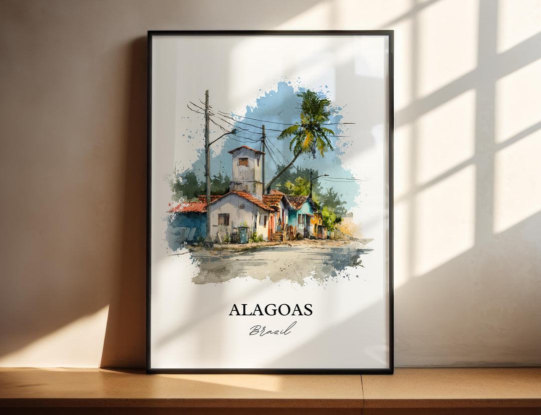 Alagoas Wall Art, Alagoas Print, Alagoas Brazil Watercolor Art, Brazil Gift, Brazil Travel Print, Travel Poster, Housewarming Gift