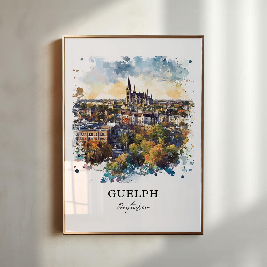 Guelph Ontario Wall Art, Guelph Print, Guelph Watercolor Art, Ontario Canada Gift, Travel Print, Travel Poster, Housewarming Gift