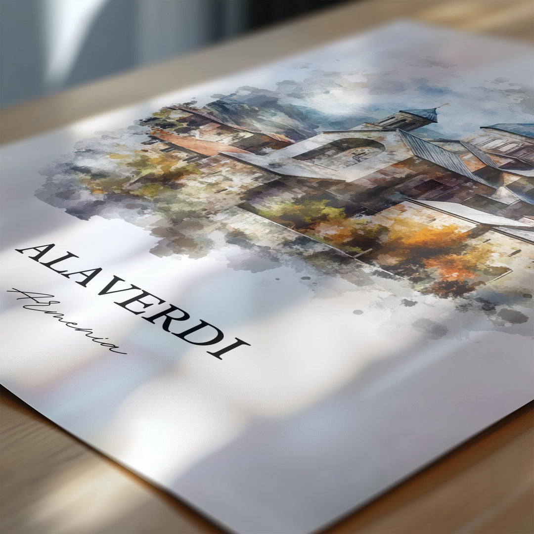 Alaverdi Wall Art, Armenia Print, Armenia Watercolor Art, Alaverdi Armenia Gift, Travel Print, Travel Poster, Housewarming Gift