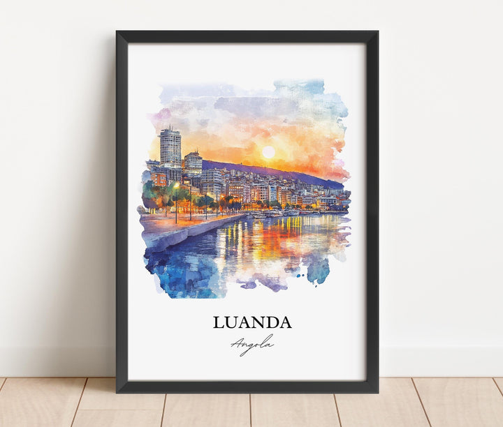 Luanda Wall Art, Luanda Angola Print, Angola Watercolor Art, Luanda Angola Gift, Travel Print, Travel Poster, Housewarming Gift