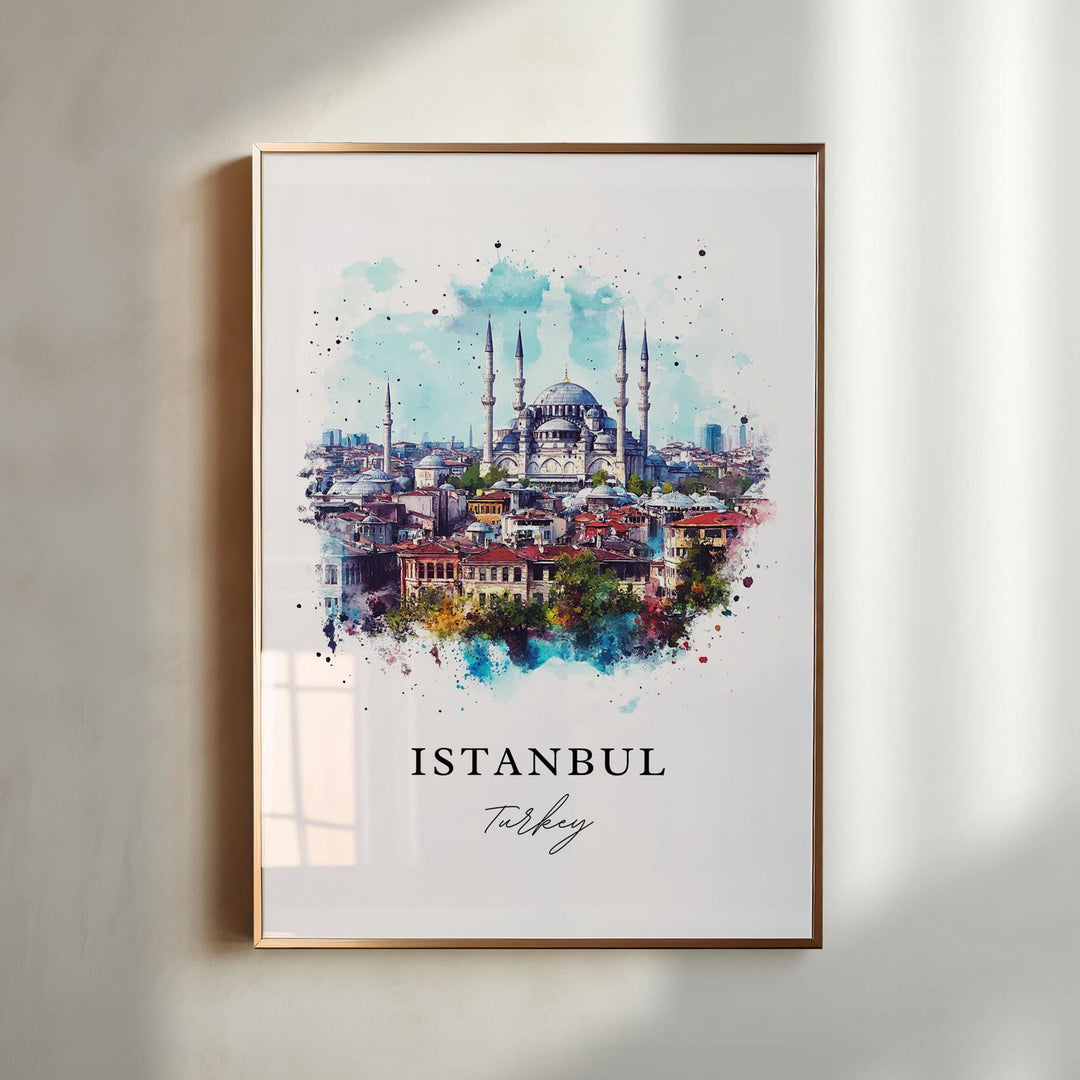 Istanbul Wall Art, Istanbul Print, Turkey Watercolor Art, Hagia Sophia Gift, Istanbul Travel Poster, Housewarming Gift